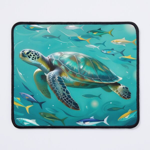 Item preview, Turtle and Fish swimmimg in the turquoise sea designed and sold by Gear Camel.
