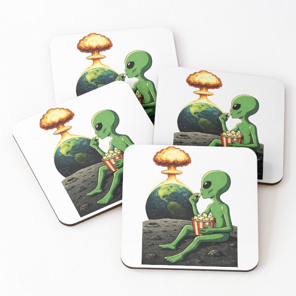 Item preview, Funny Alien Watching Earth Popcorn Space Humor designed and sold by margamPagenberg.