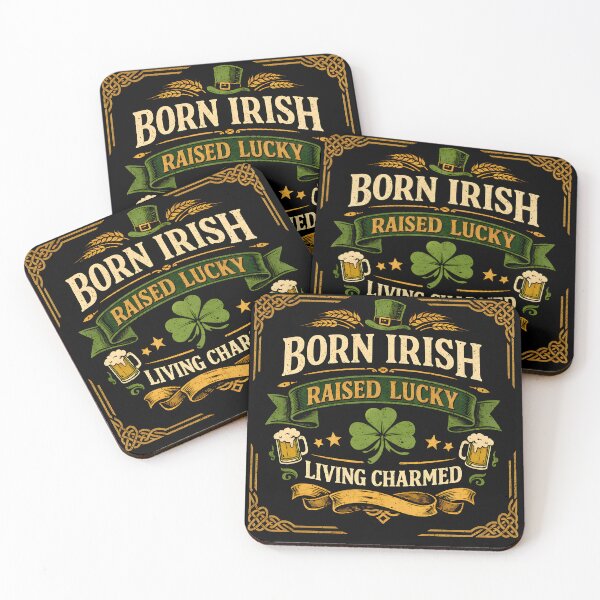 Item preview, Born Irish Raised Lucky Living Charmed – St. Patrick’s Day Humor Luck Shamrock Celtic Pride Design designed and sold by Winetastic-Art.