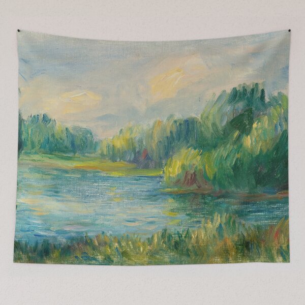 Item preview, Bord De Riviere by Pierre-Auguste Renoir: Tranquil Impressionist Riverside Poster designed and sold by artofuniverse.