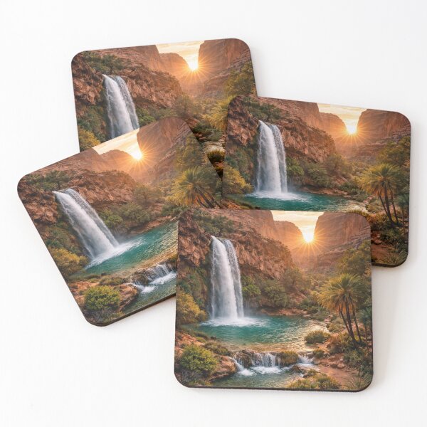 Item preview, Sunset waterfall in a tropical canyon designed and sold by JuViRo.