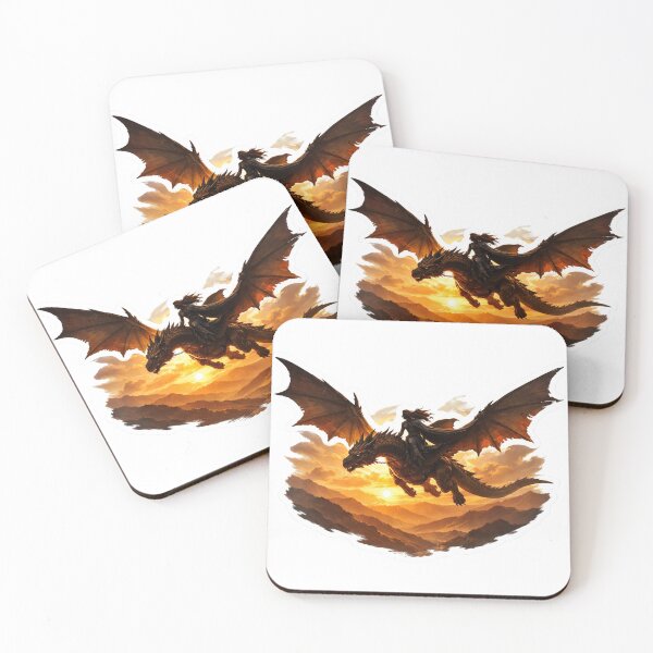 Item preview, Golden Sunset Dragon Rider Sticker Art designed and sold by Silentbow.