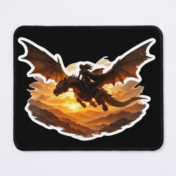 Item preview, Golden Sunset Dragon Rider Sticker Art designed and sold by Silentbow.