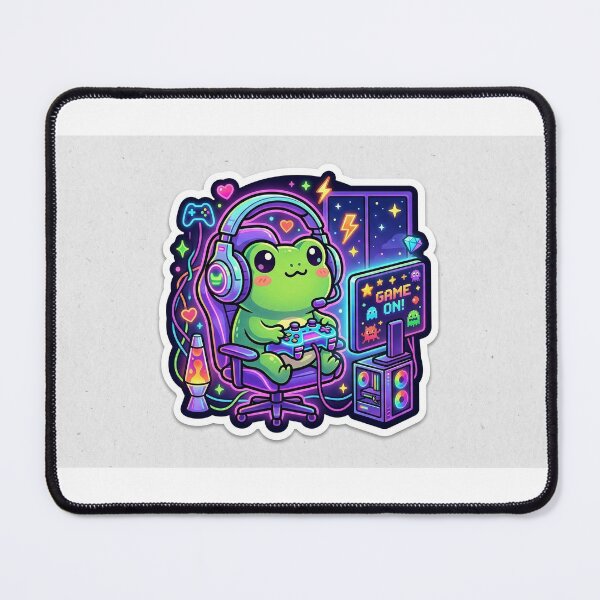 Item preview, Gamer Frog Kawaii Neon RGB Gaming Room Aesthetic designed and sold by R & K Fashions.