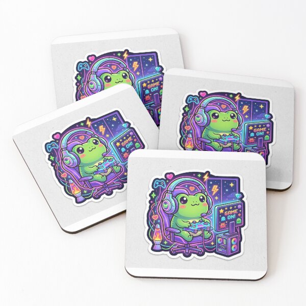 Item preview, Gamer Frog Kawaii Neon RGB Gaming Room Aesthetic designed and sold by R & K Fashions.