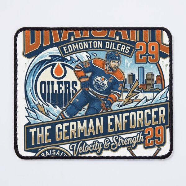 Item preview, Leon Draisaitl #29 "The German Enforcer" Edmonton Oilers Hockey T-Shirt - Vintage Graphic Edition designed and sold by FarDesign.