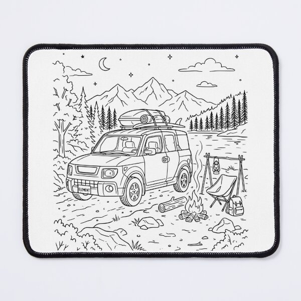 Item preview, Element Camper Van Line Art, Minimalist Travel Illustration, Road Trip Adventure designed and sold by Off-Road-Zone.