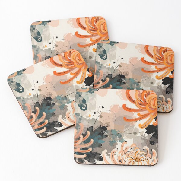 Item preview, Orange Chrysanthemum Floral Pattern designed and sold by SparroCreative.