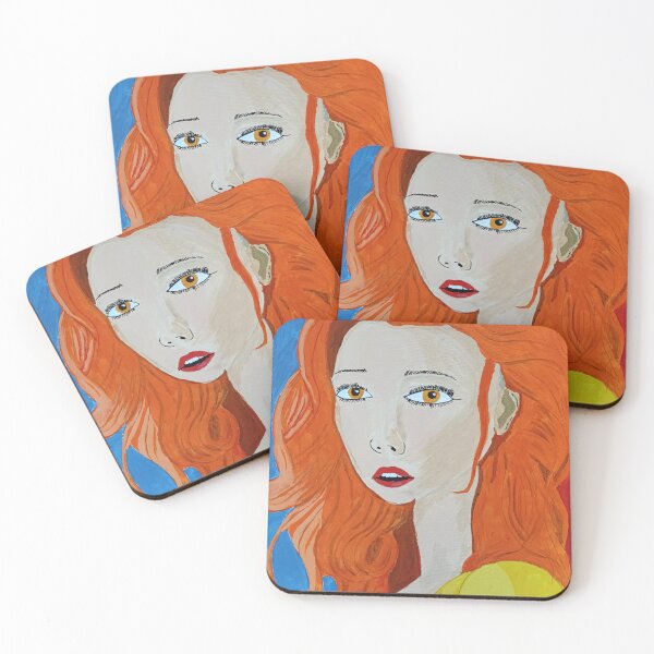 Item preview, Soreya portrait of a mysterious woman with bright red hair designed and sold by ElysiumArtworks.