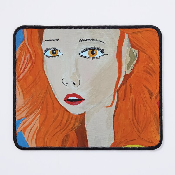 Item preview, Soreya portrait of a mysterious woman with bright red hair designed and sold by ElysiumArtworks.