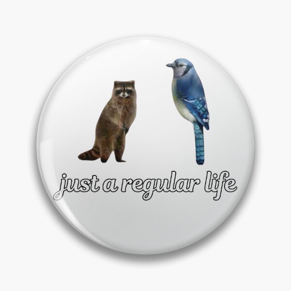 Item preview, Just a Regular Life Blue Jay Raccoon Funny Wildlife Meme designed and sold by VGAfanatic.