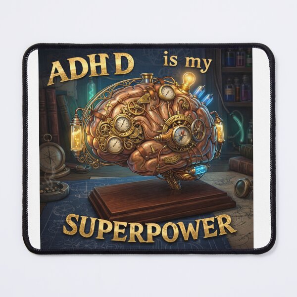 Item preview, ADHD Is My Superpower – Steampunk Clockwork Brain Neurodivergent Art designed and sold by Gearsandgrit.
