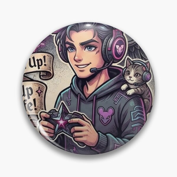 Artikelvorschau, Gamer Guy & Cyber Kitty – Level Up Your Life Sticker entworfen und verkauft von StickersPhotoPaintings.