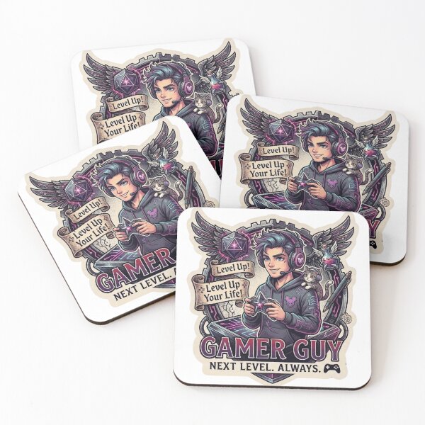 Item preview, Gamer Guy & Cyber Kitty – Level Up Your Life Sticker designed and sold by StickersPhotoPaintings.