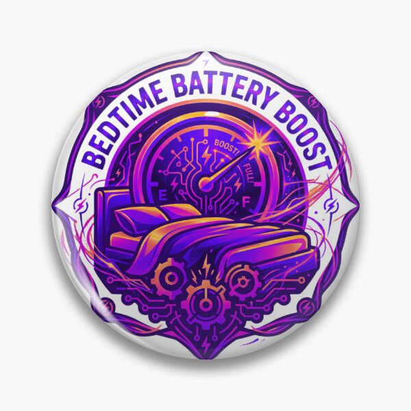 Item preview, Bedtime Battery Boost - Cyberpunk Sleep & Recharge Emblem designed and sold by RDproject.