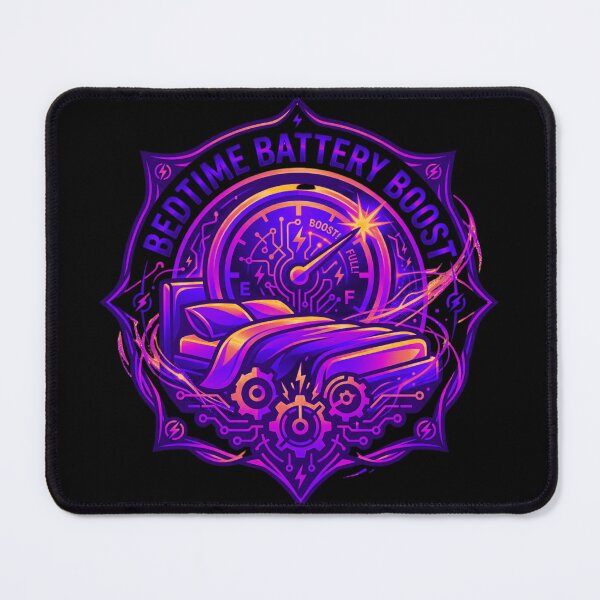 Item preview, Bedtime Battery Boost - Cyberpunk Sleep & Recharge Emblem designed and sold by RDproject.