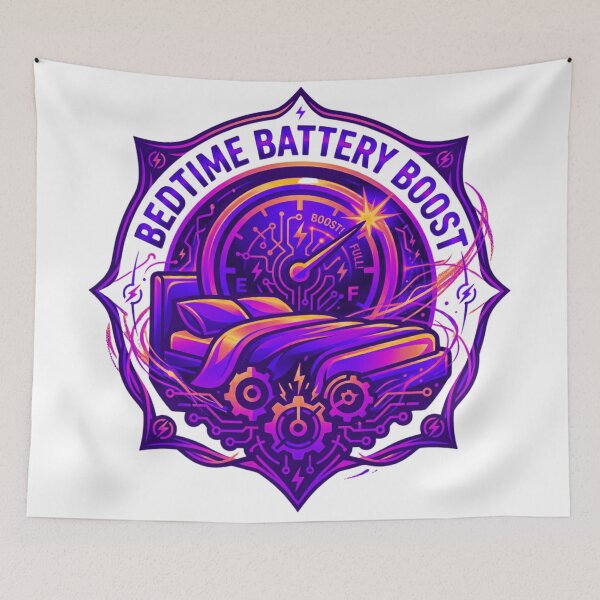 Item preview, Bedtime Battery Boost - Cyberpunk Sleep & Recharge Emblem designed and sold by RDproject.