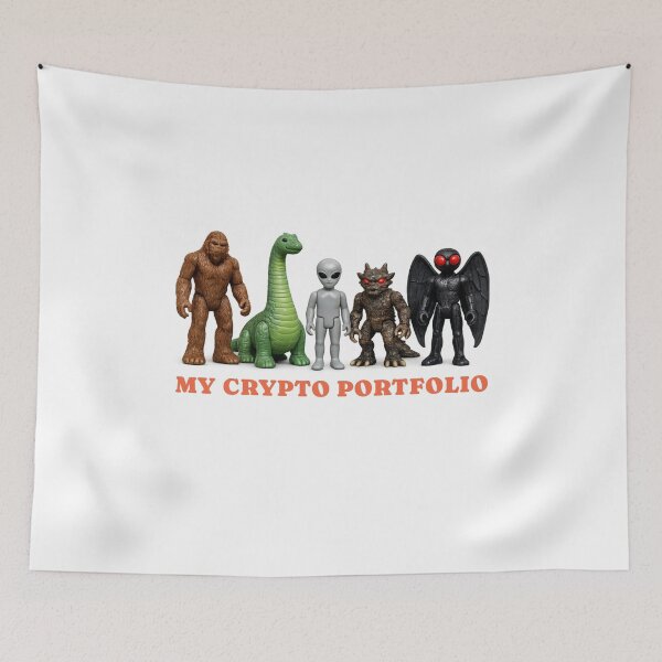 Item preview, My Crypto Portfolio -- Bigfoot, Nessie, chupacabra action figures designed and sold by The Sporty Nerd.