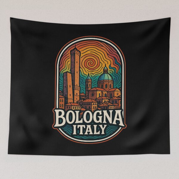Item preview, Bologna Italy Cityscape Retro Trippy Art Travel designed and sold by TomFrontierArt.