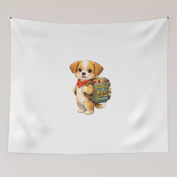 Item preview, Education is the Key to Success – Cute Puppy with School Books designed and sold by annenambiro.