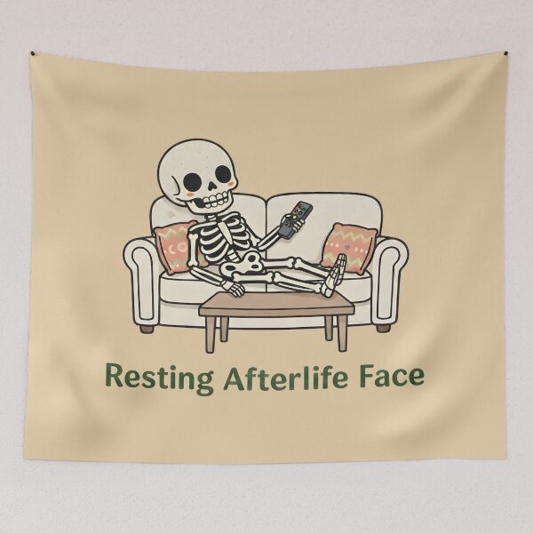 Item preview, Resting Afterlife Face Funny Skeleton Couch designed and sold by draft & digital.