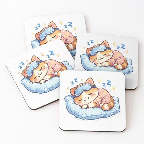 Item preview, Cat Nap Mode Activated – Cute Sleeping Cat Kawaii Sticker | Sleepy Cat Pajamas Cartoon Design designed and sold by ArtWaveStudio8.