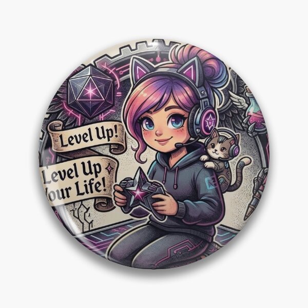Artikelvorschau, Gamer Girl & Cyber Kitty – Level Up Your Life Sticker entworfen und verkauft von StickersPhotoPaintings.