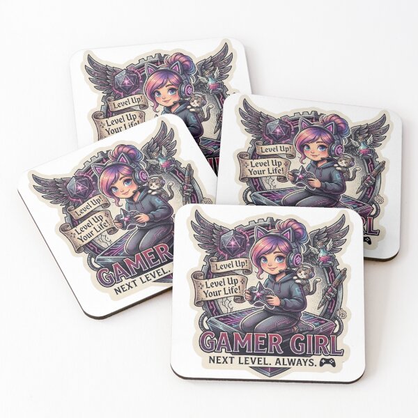 Item preview, Gamer Girl & Cyber Kitty – Level Up Your Life Sticker designed and sold by StickersPhotoPaintings.