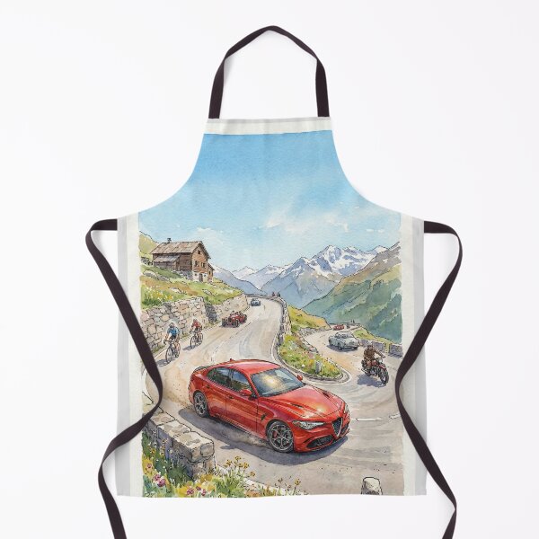 Item preview, Artistic Watercolor Painting Of A Fast Car On Alpine Switchbacks designed and sold by RevUpDesign.