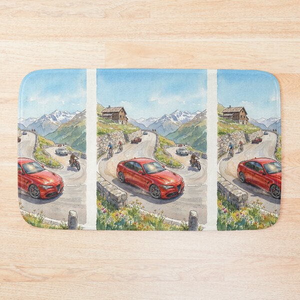 Item preview, Artistic Watercolor Painting Of A Fast Car On Alpine Switchbacks designed and sold by RevUpDesign.