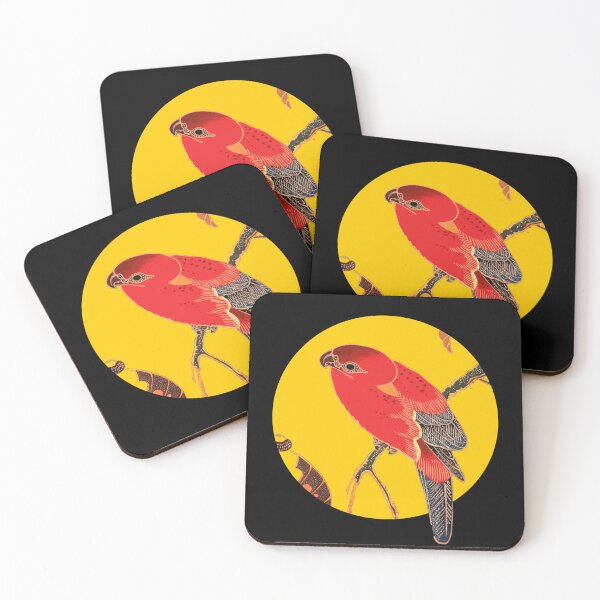 Item preview, Vintage Japanese Red Parrot on Yellow – Bold Ukiyo-e Style Asian Bird Art designed and sold by SmashingMonkeys.