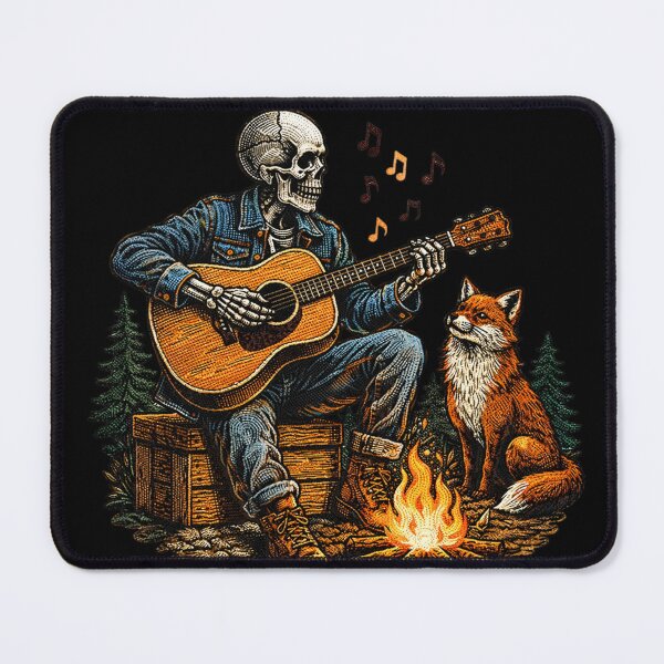 Item preview, Campfire Guitar Skeleton – Vintage Folk Music Skeleton with Fox designed and sold by ColorSplash123.