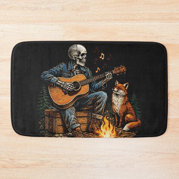 Item preview, Campfire Guitar Skeleton – Vintage Folk Music Skeleton with Fox designed and sold by ColorSplash123.