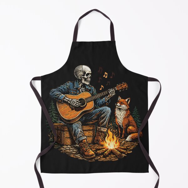 Item preview, Campfire Guitar Skeleton – Vintage Folk Music Skeleton with Fox designed and sold by ColorSplash123.