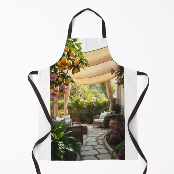 Item preview, Elegant Garden Patio with Vibrant Citrus Trees designed and sold by Jade Ado.