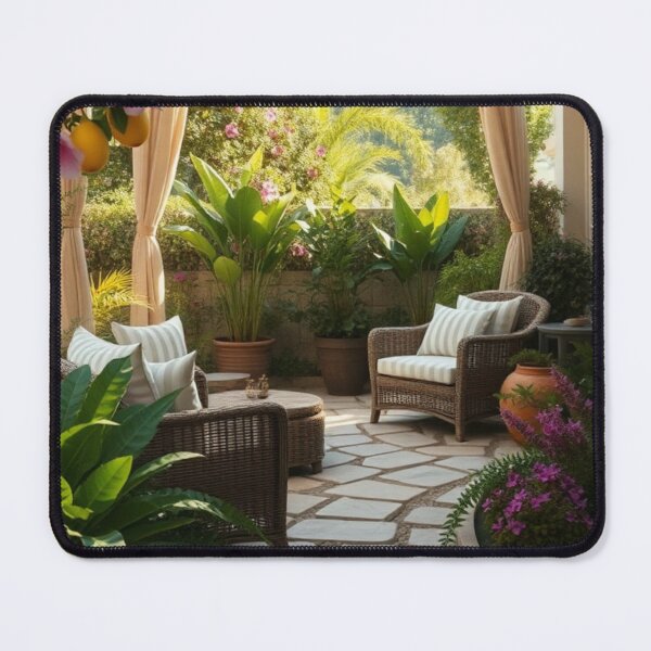 Item preview, Elegant Garden Patio with Vibrant Citrus Trees designed and sold by Jade Ado.