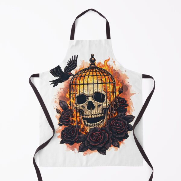 Item preview, Flaming caged skull designed and sold by greedypotatoes.