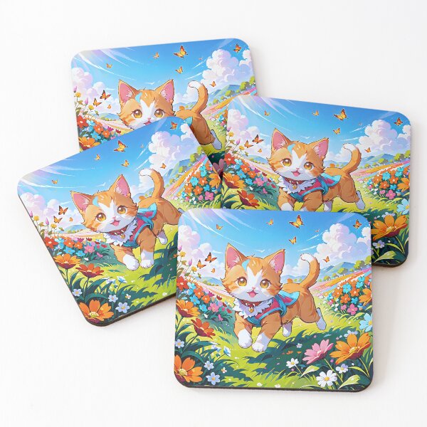 Item preview, Cute Ginger Kitten Jumping Among Flowers and Butterflies. designed and sold by MissYouONLY.