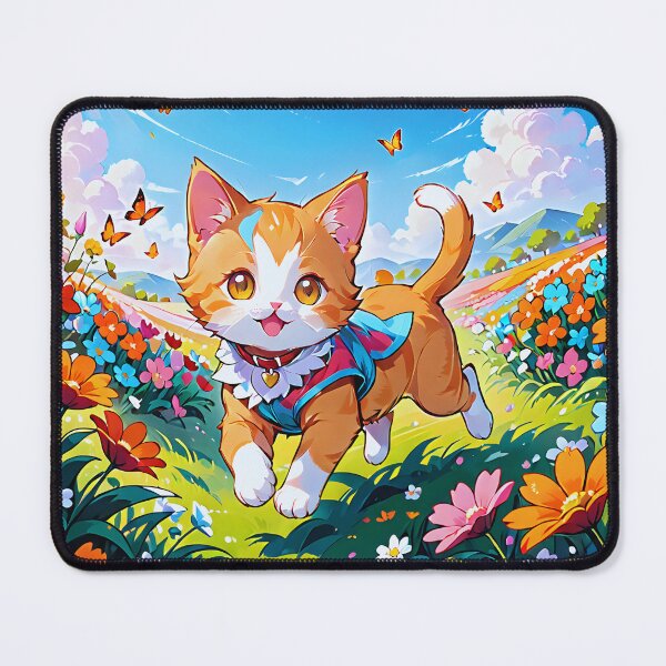 Item preview, Cute Ginger Kitten Jumping Among Flowers and Butterflies. designed and sold by MissYouONLY.