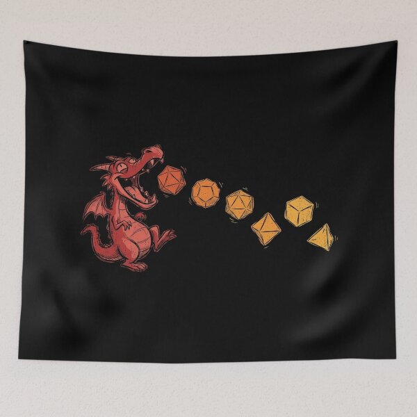 Item preview, Red Dragon Eating Polyhedral Dice Tabletop RPG designed and sold by Fenay Designs.