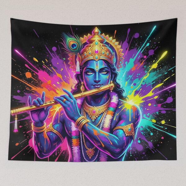 Item preview, Neon Krishna – Cosmic Flute of Divine Energy designed and sold by Bite Size Hindu .