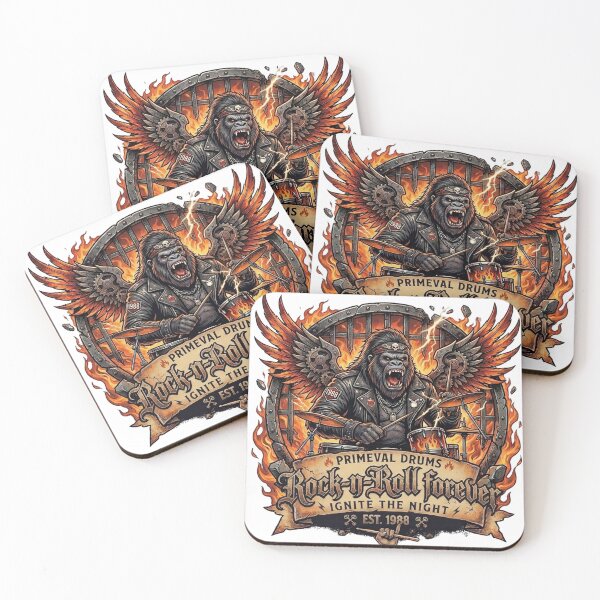 Item preview, Rock-n-Roll Forever: Primeval Drums Gorilla Rockstar designed and sold by StickersPhotoPaintings.