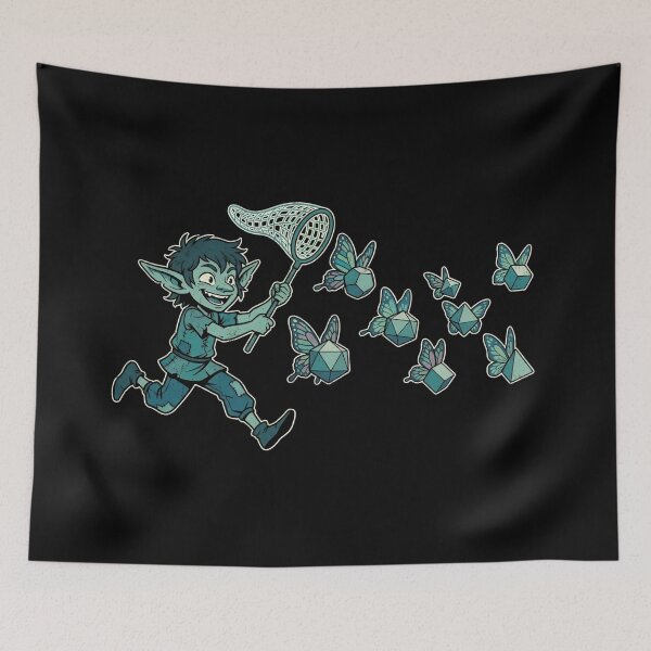 Item preview, Goblin Catching Butterfly Dice Tabletop RPG designed and sold by Fenay Designs.