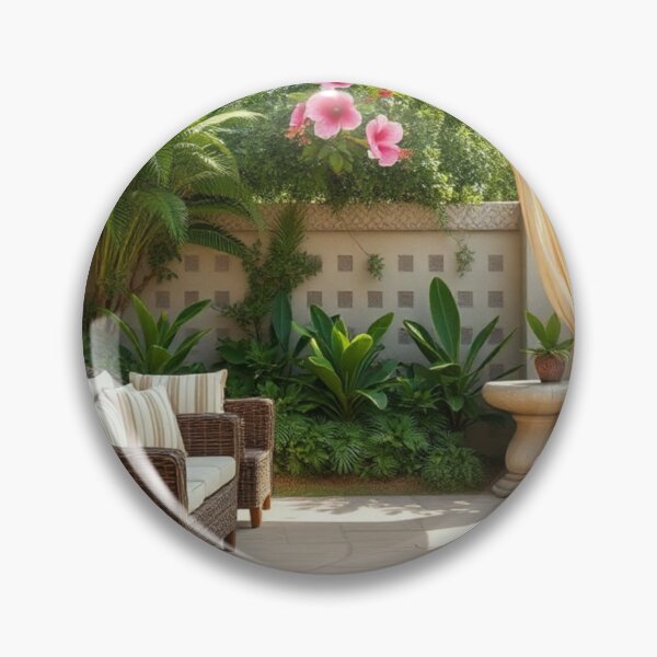 Item preview, Tropical Mediterranean Patio with Lemon Trees designed and sold by Jade Ado.