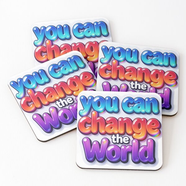 Item preview, Vibrant Motivational Sticker "You Can Change The World" Modern Vector Art designed and sold by ARTCREATESHOP.