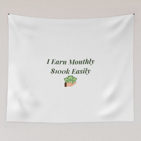 Item preview, I Earn Monthly $100k Easily - Luxury Money Manifestation Quote designed and sold by Dharaamagnetiix.