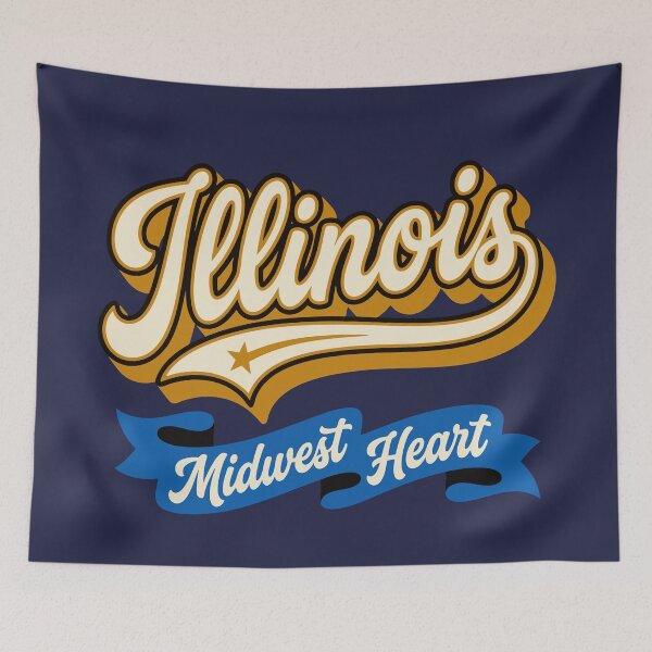 Item preview, Illinois Midwest Heart - Bold Retro Script Pride Design designed and sold by Cozy-Old-Pub.