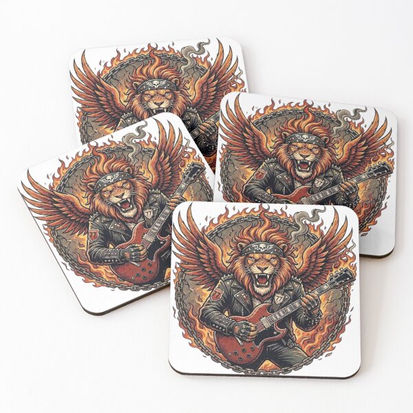 Item preview, King of Rock: Roaring Lion Guitarist – Heavy Metal Pride designed and sold by StickersPhotoPaintings.