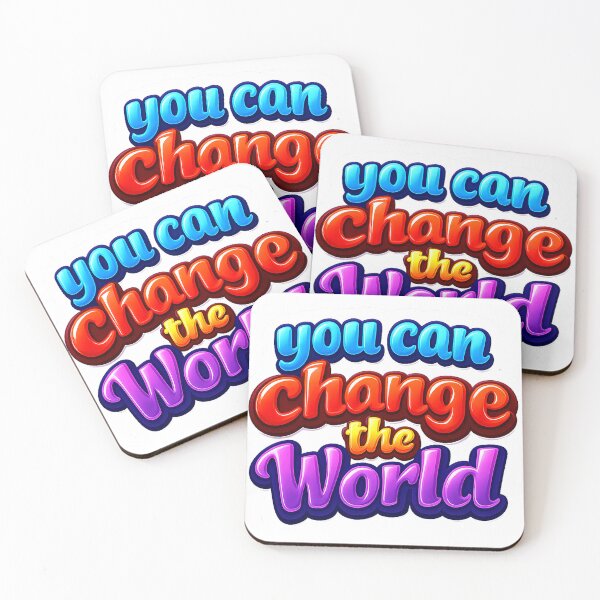 Item preview, Modern Rainbow Typography Sticker – You Can Change The World Inspirational Design designed and sold by ARTCREATESHOP.