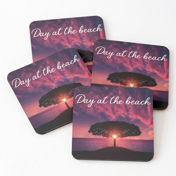 Item preview, Day at the Beach Sunset Tree Silhouette Ocean Art designed and sold by PixelWaveBD.